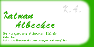 kalman albecker business card