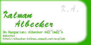 kalman albecker business card